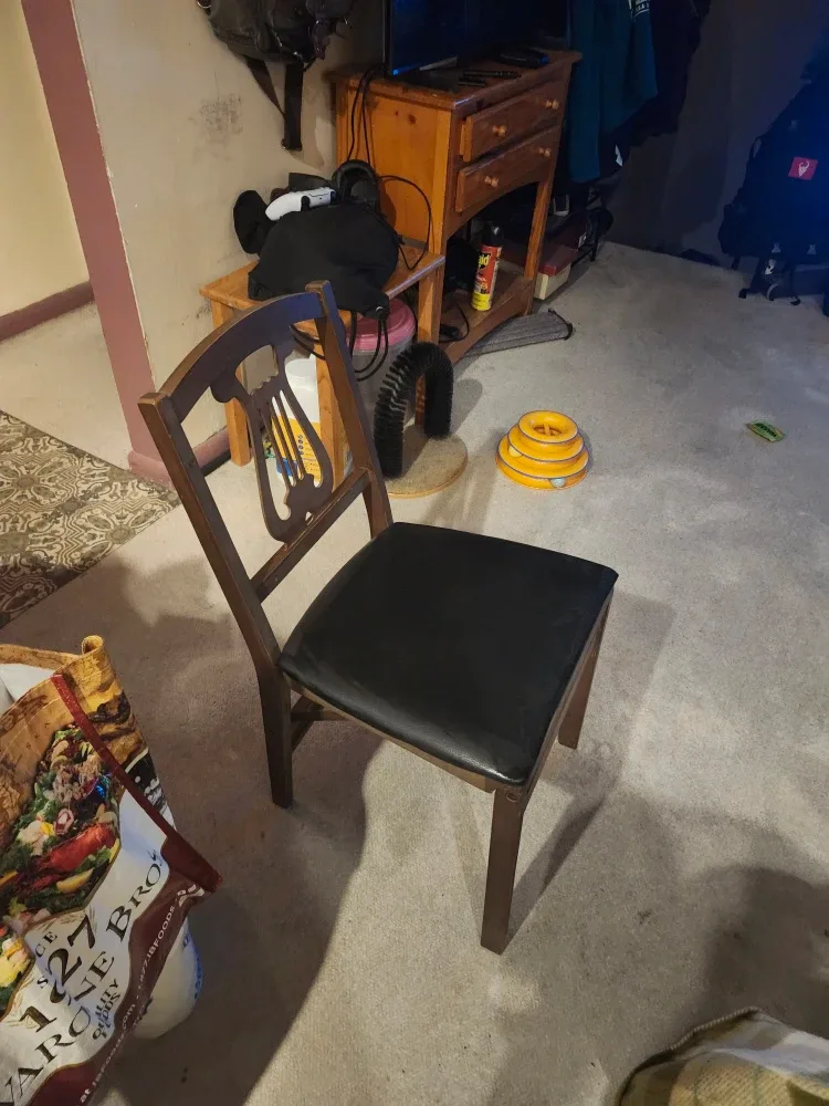 Vintage Wooden collapsible Chair with Black Seat