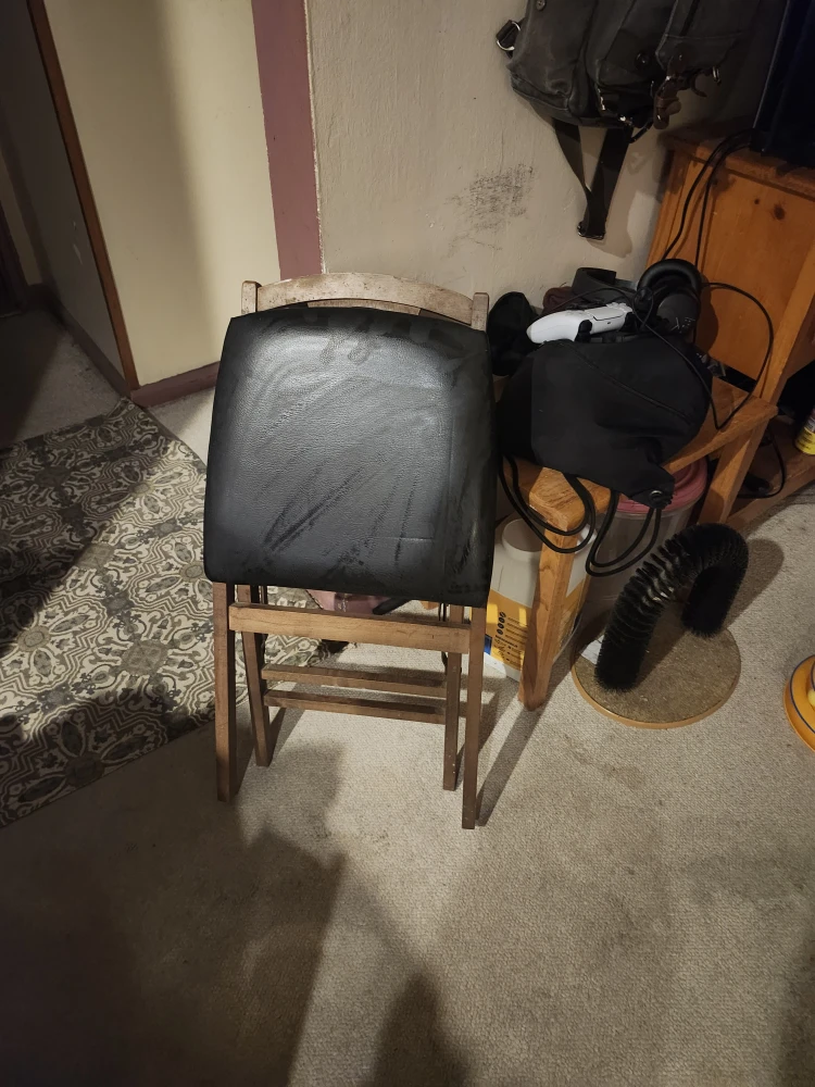 Vintage Wooden collapsible Chair with Black Seat - photo 2