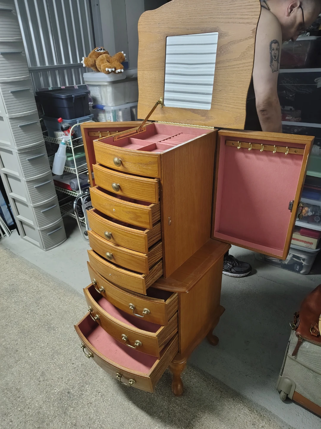 Wooden Jewelry Armoire with Mirror