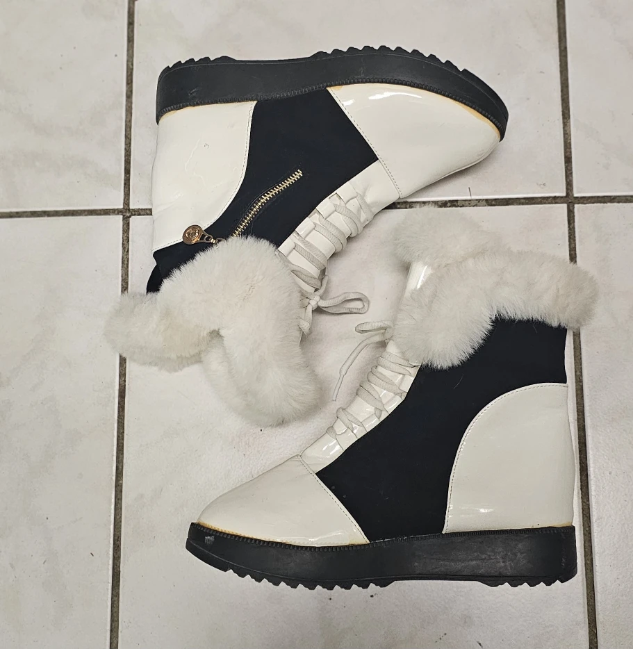 White & Black Winter Boots - Size 7 - photo 2