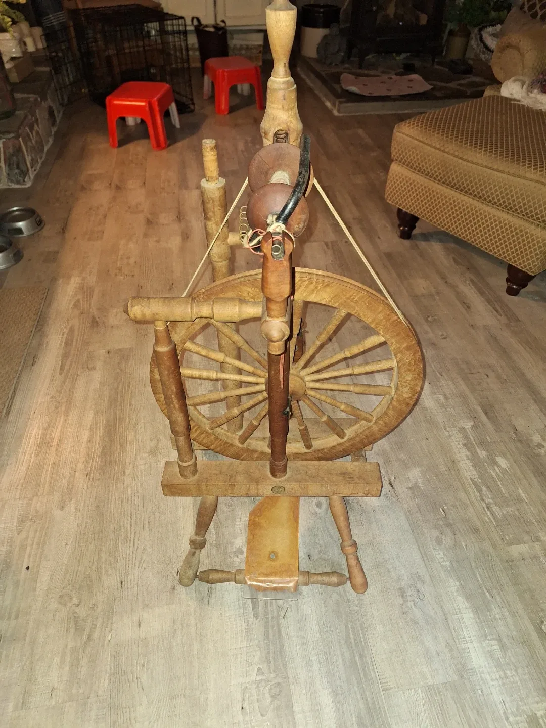 Antique Wooden Spinning Wheel