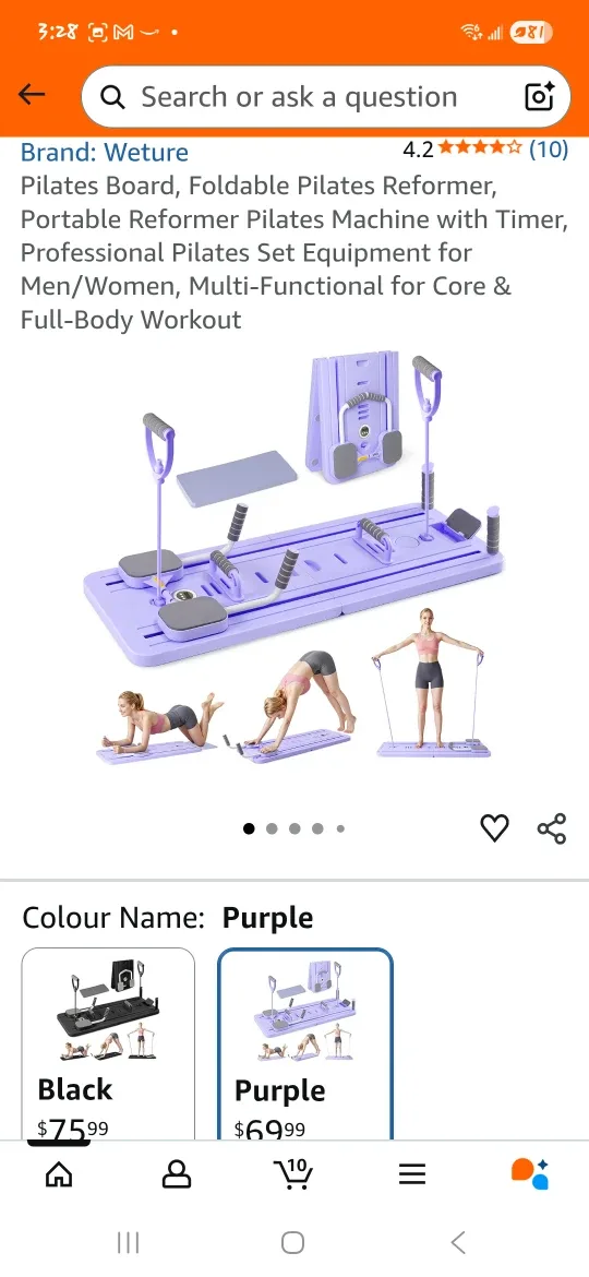 Weture Pilates Board - Foldable, Portable, Purple