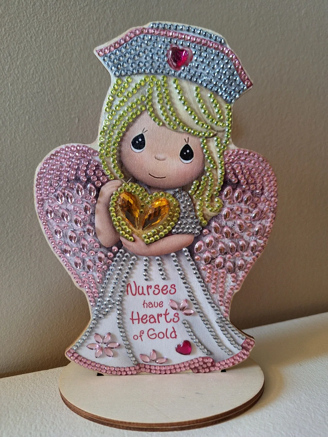 Precious Moments Nurse Figurine Wooden Diamond Art