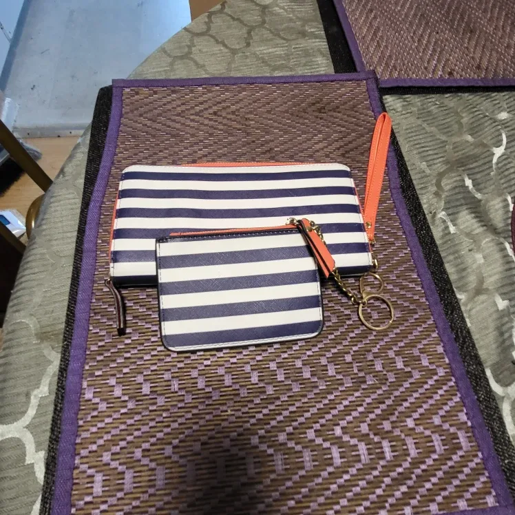 Striped Wallet and Card Holder Set