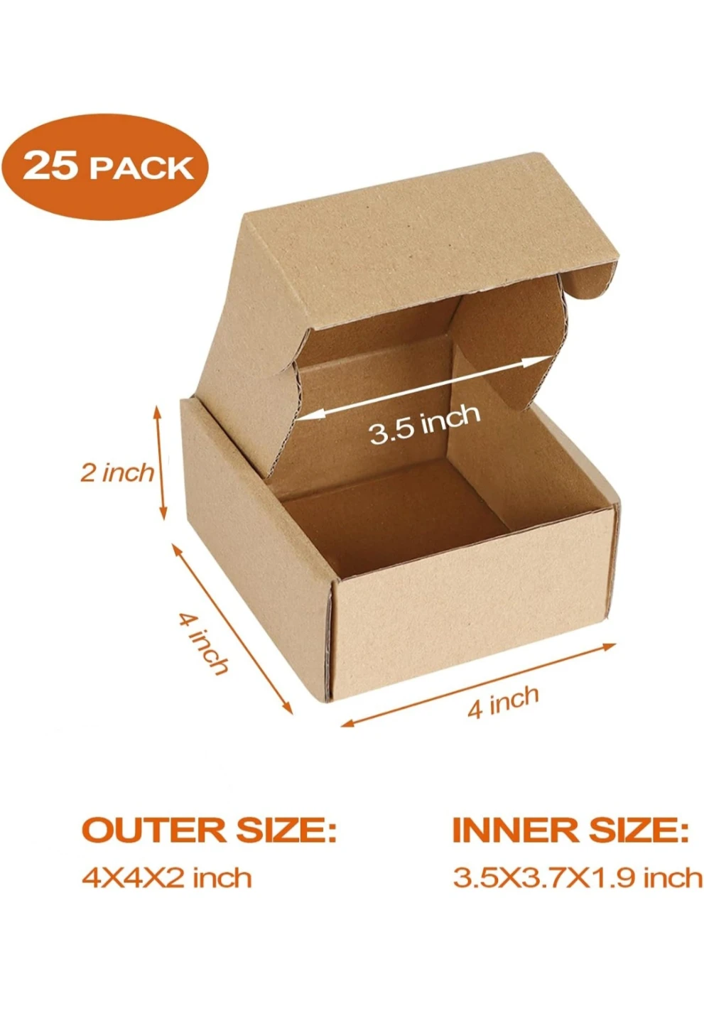 Cardboard Mailing Boxes 4x4x2 inch 25 Pack - photo 2
