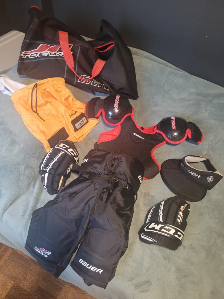 Hockey Gear Bundle: Bauer Jock Plus Shorts, CCM Gloves and bag