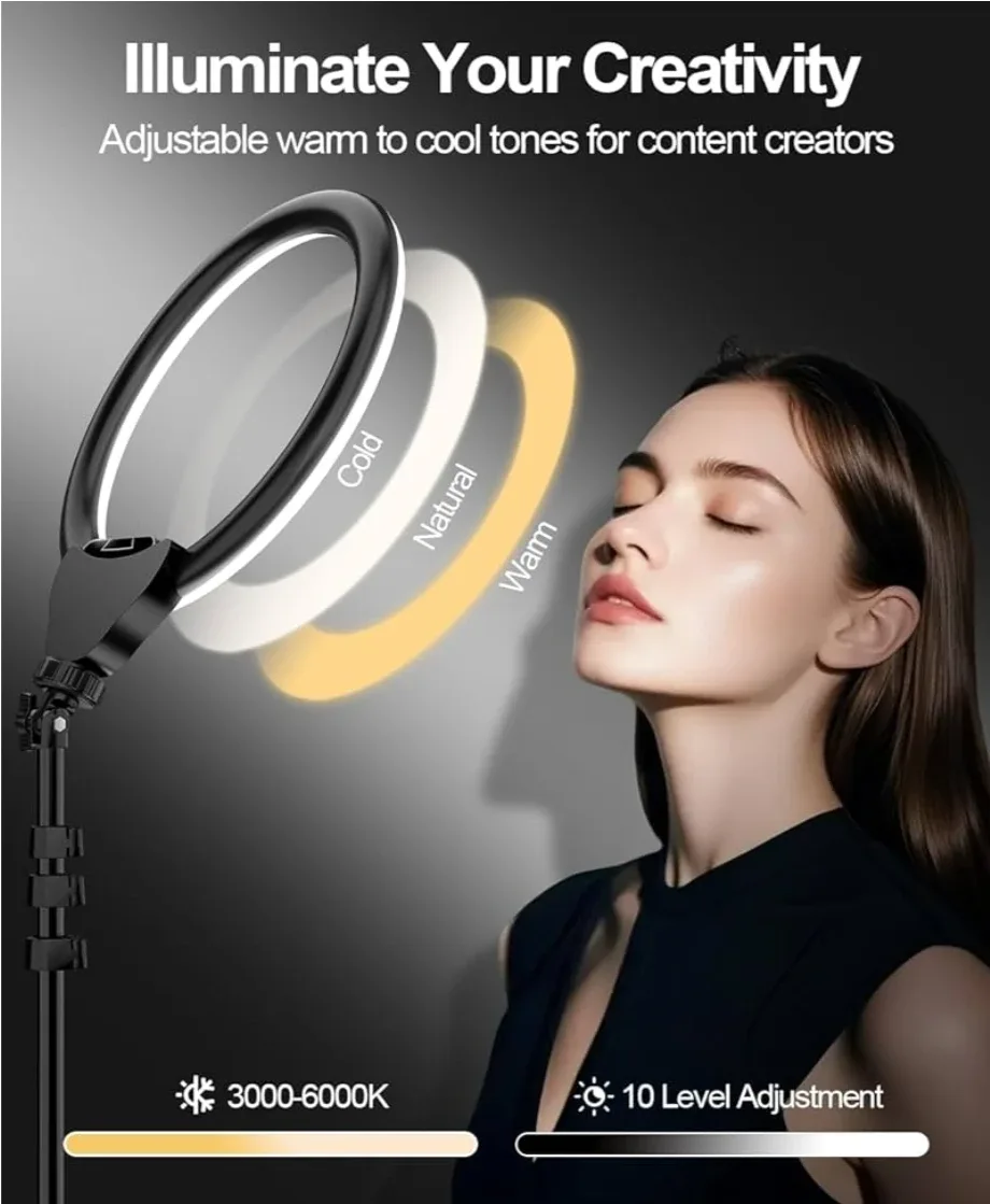 UBeesize Selfie Ring Light with Tripod Stand image indicator(3)