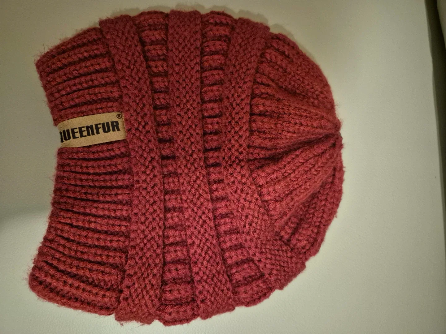 Queenfur Burgundy Knit Hat and Scarf Set thumbnail