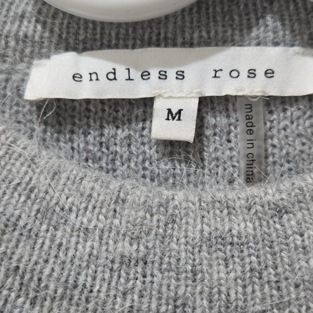 Endless Rose Grey Ruffle Sleeve Sweater - Size M - photo 2