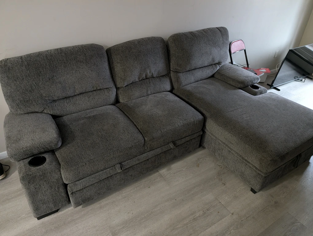 Grey Sectional Sofa with Chaise Lounge - photo 4