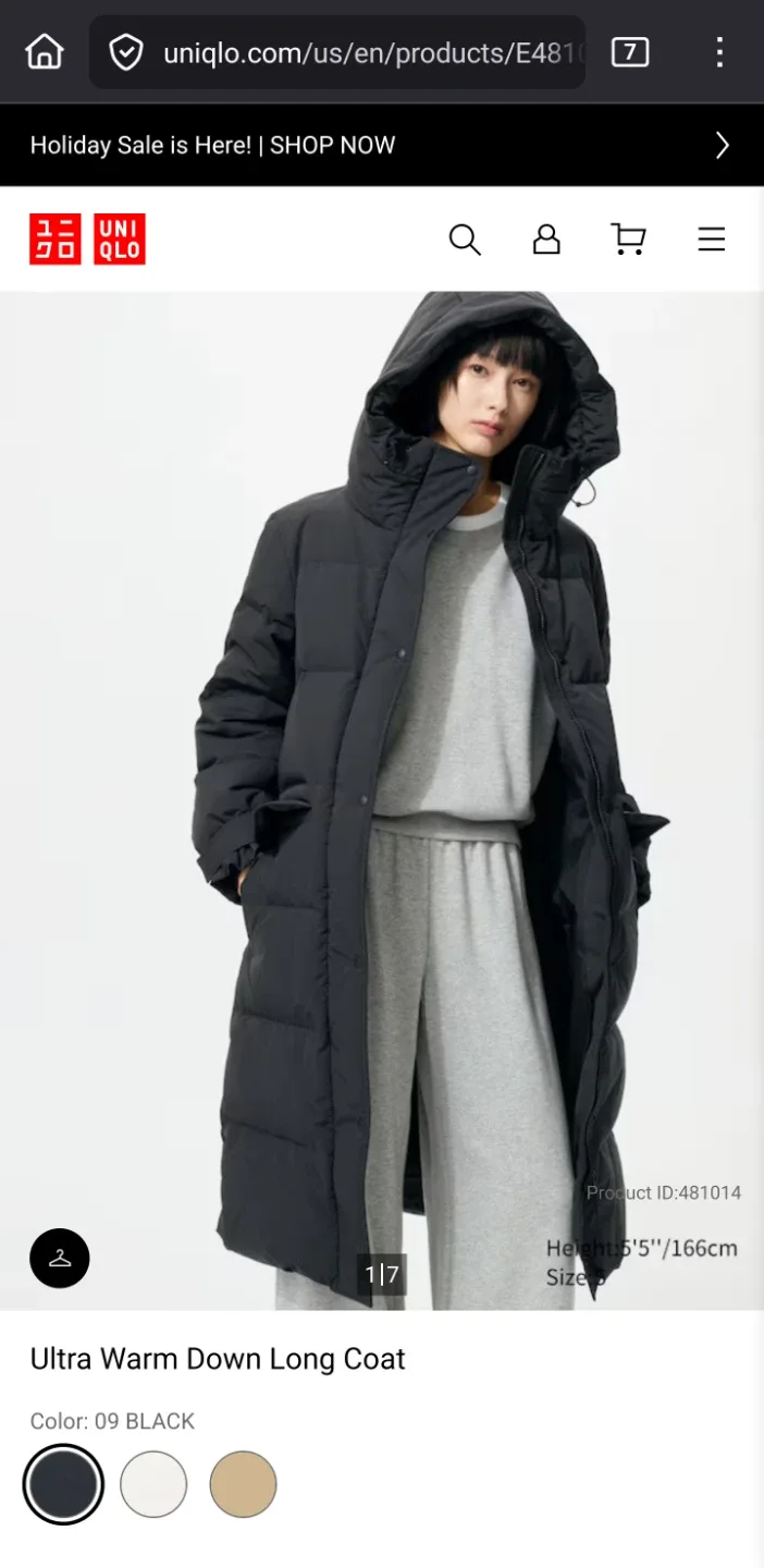 Uniqlo Ultra Warm Down Long Coat Black (L) for women image indicator(3)