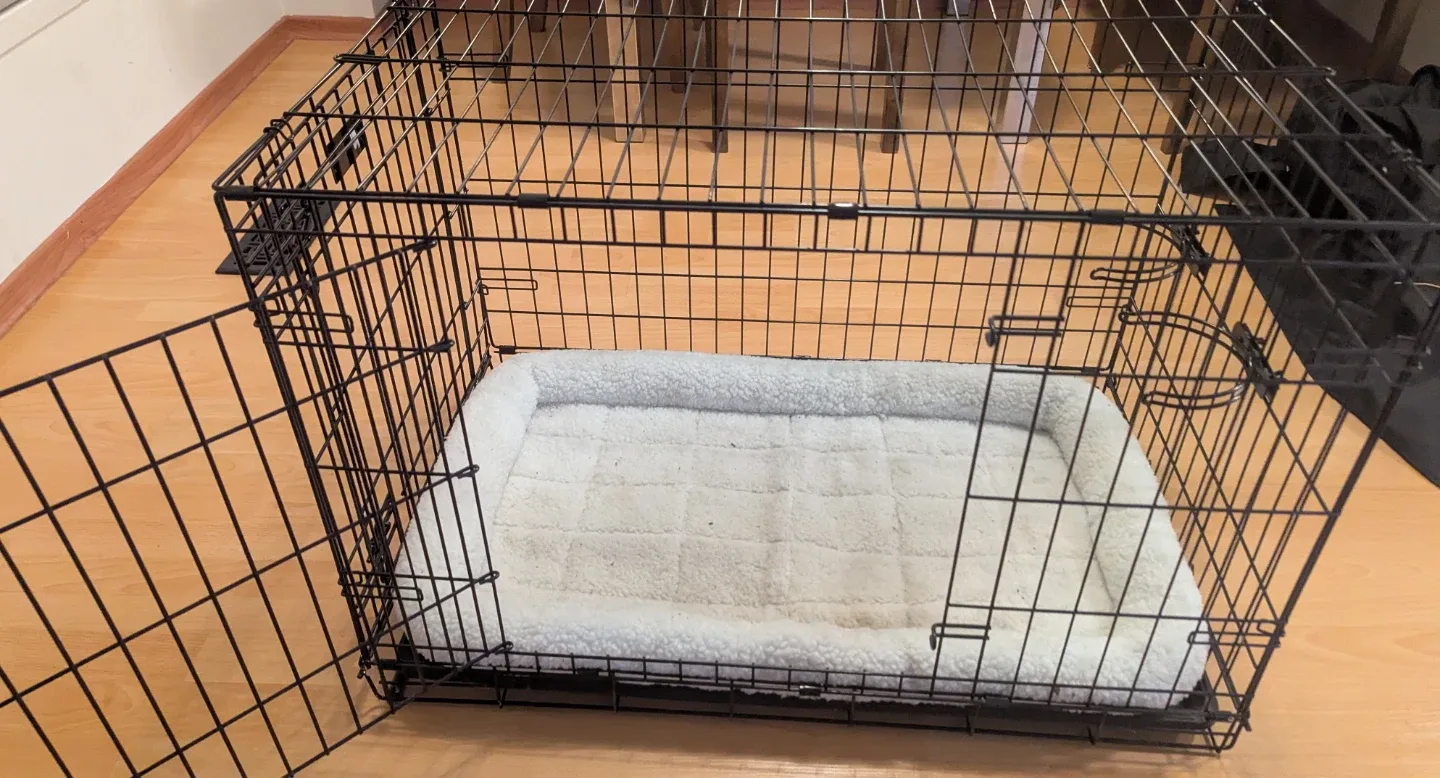 Dog Crate with Bed & Cover  & Food/Water Bowl Holders image indicator(2)