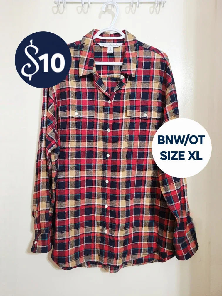 Oversized Plaid Flannel Shirt