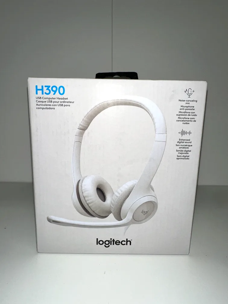 Logitech H390 USB Computer Headset - White thumbnail