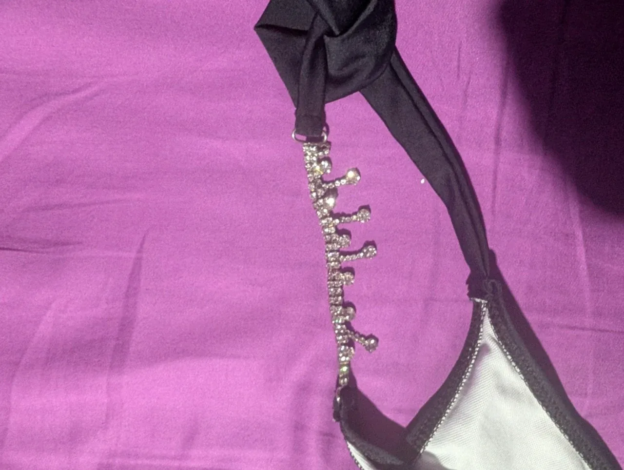 Black Bikini Bottom with Rhinestone Detail image indicator(2)