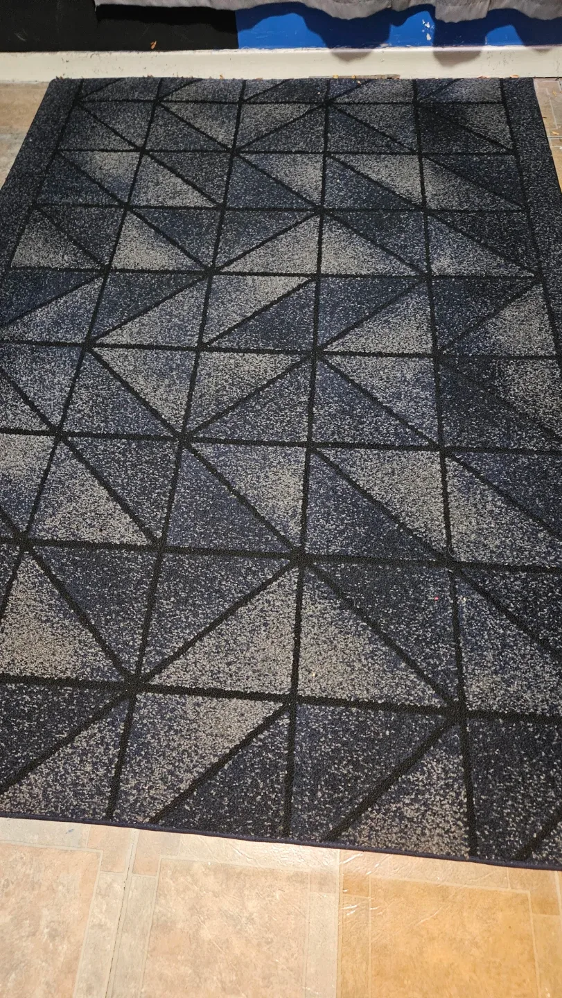 Geometric Patterned Area Rug - Blue/Grey