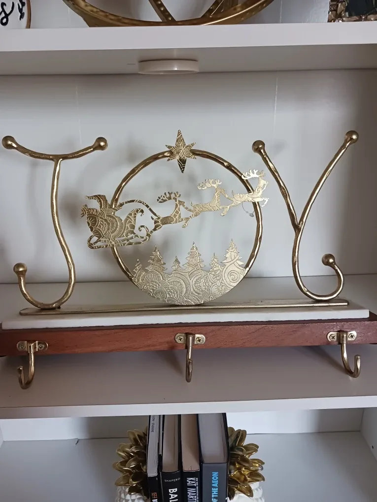 Weighted “JOY” Christmas Stocking Holder – Gold Metal image indicator(6)