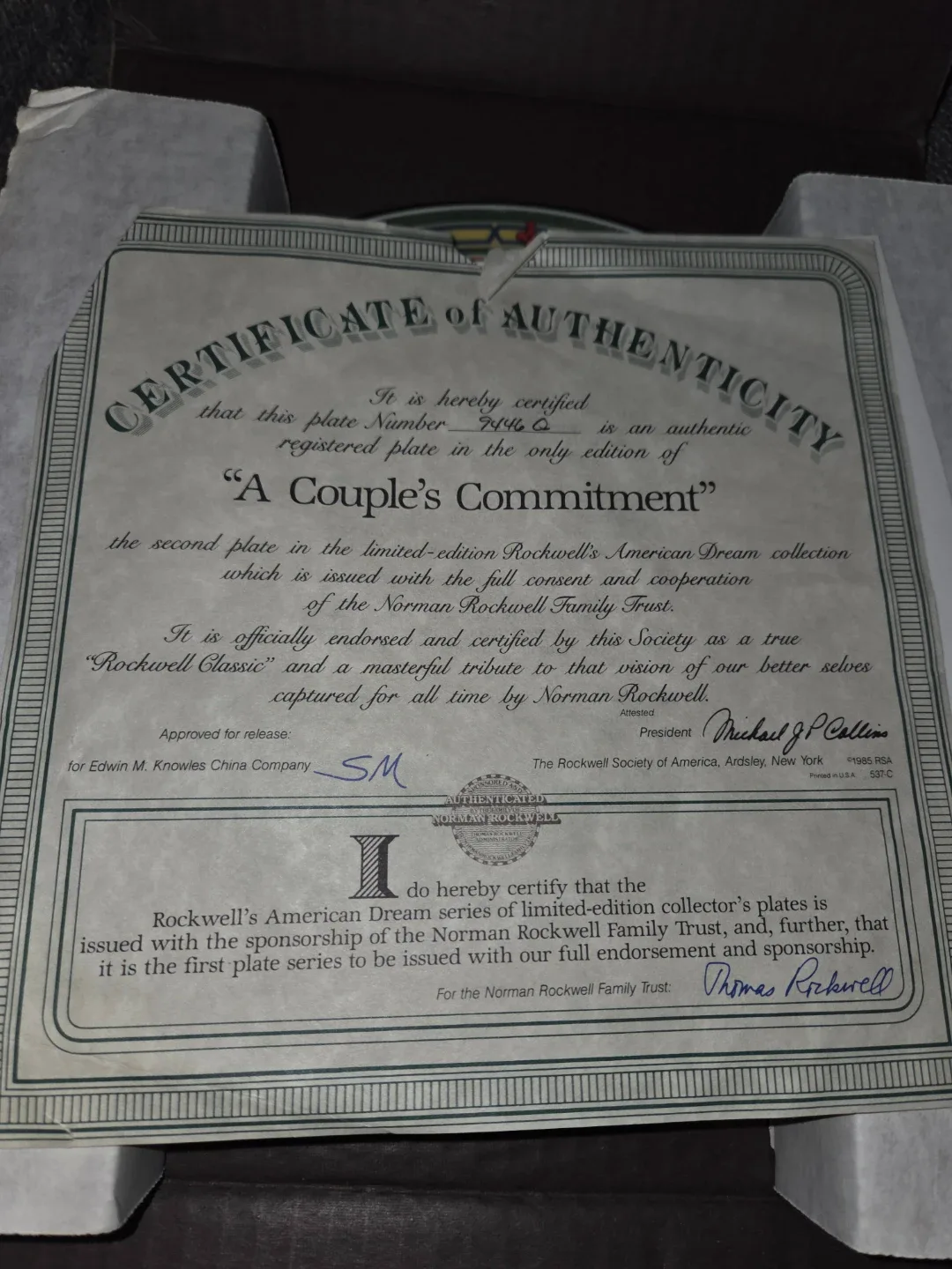 Norman Rockwell "A Couple's Commitment" Plate image indicator(5)