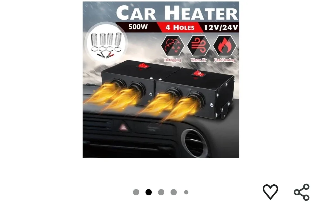 TOPMELON Car Defogger Heater 12V/24V 500W