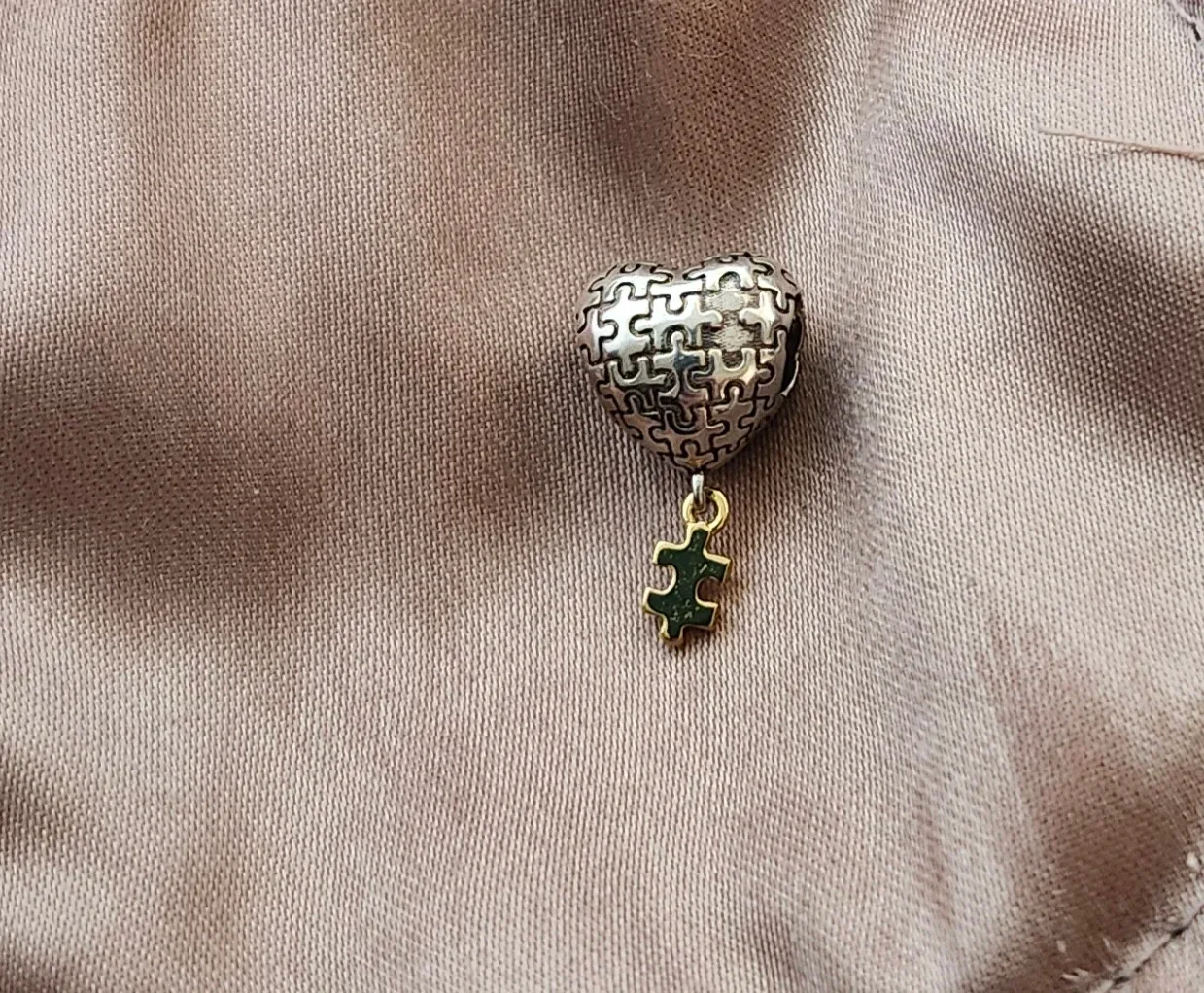 Heart & Puzzle Dangle Charm