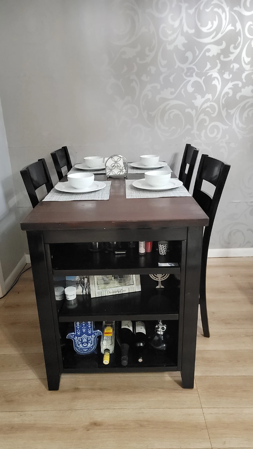 Dining Table with 4 Chairs - Brown/Black - photo 3