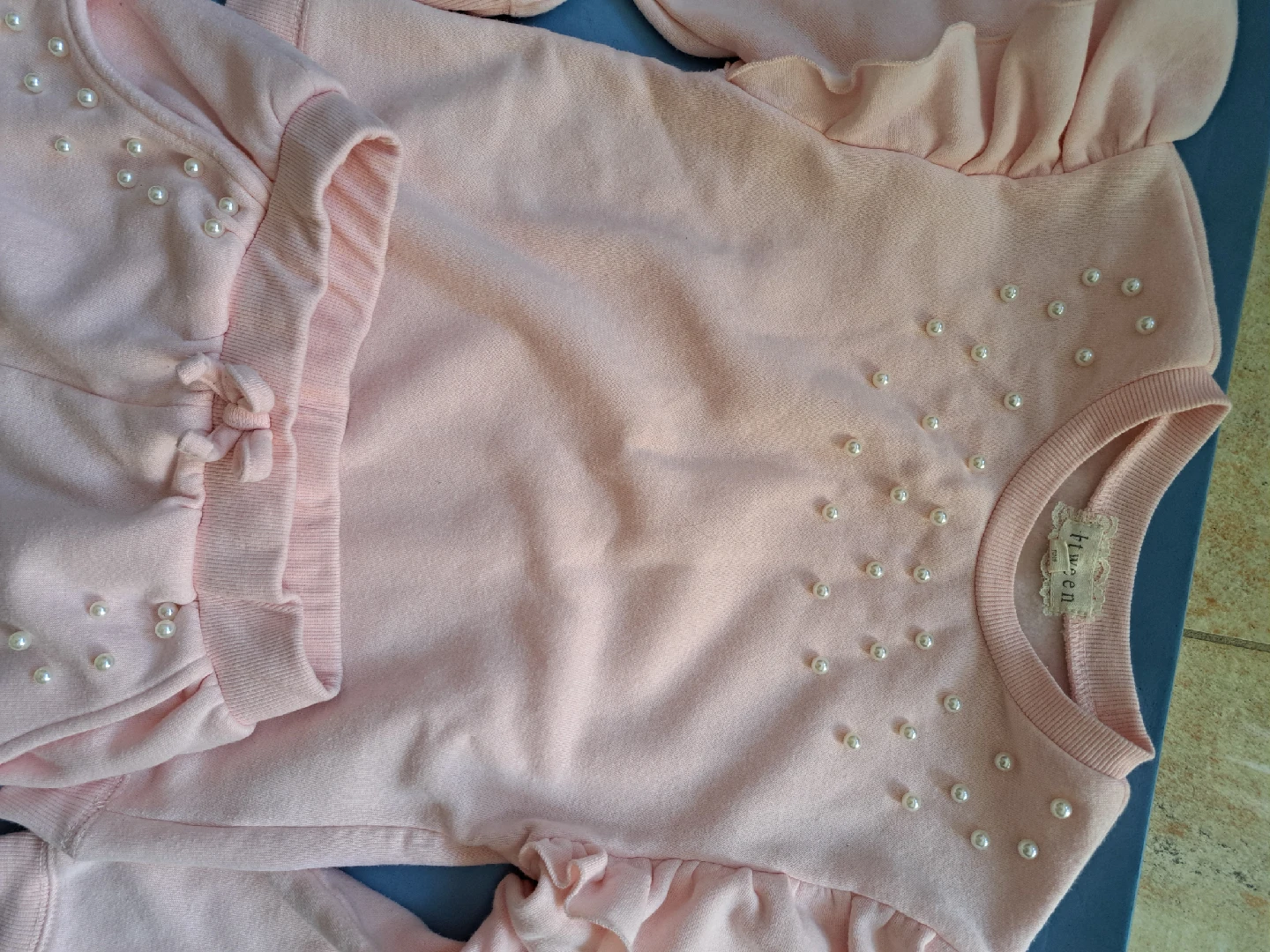 Girls' Pink Lounge Set with Pearl Details