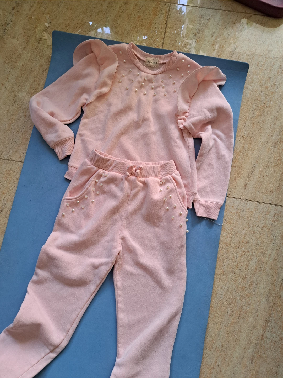 Girls' Pink Lounge Set with Pearl Details - photo 2