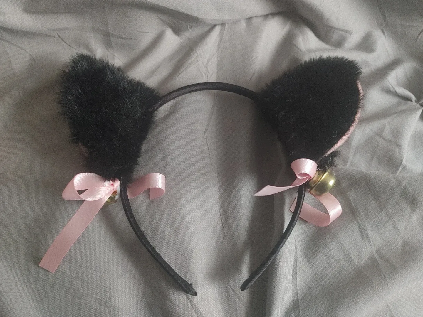 Black Cat Ear Headband with Pink Bows