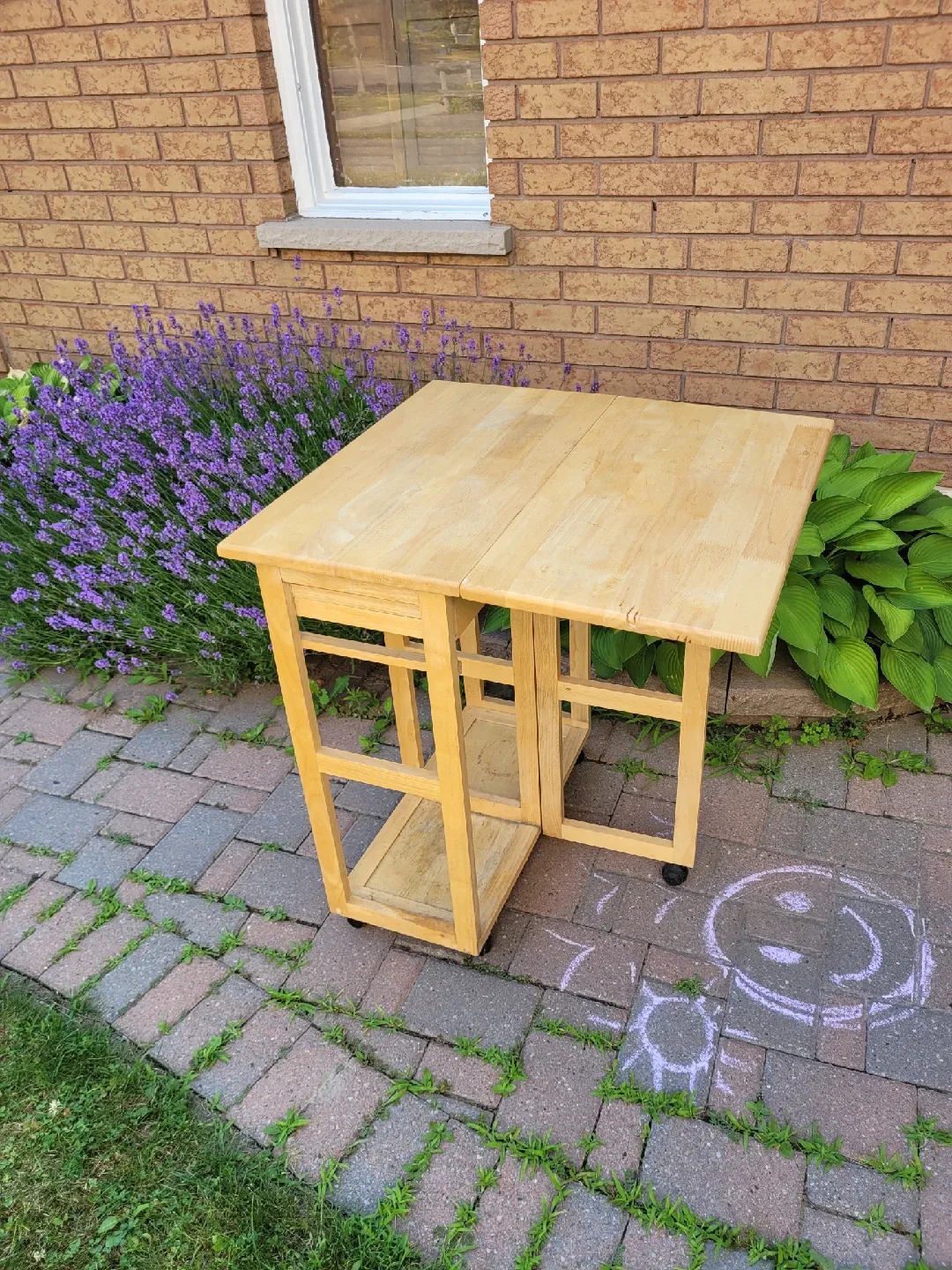 Wooden Kitchen Island with Two Stools image indicator(2)