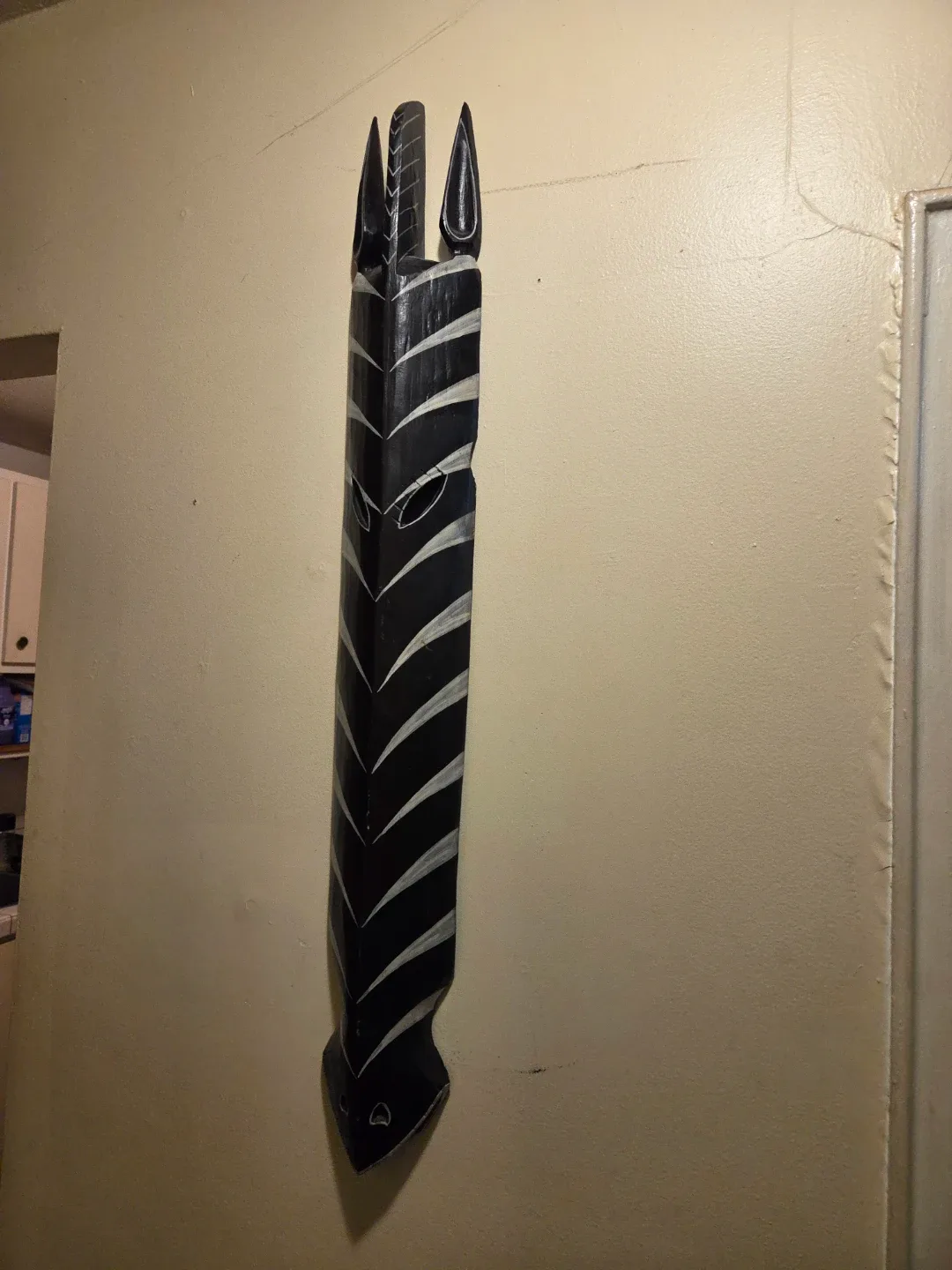 Hand Carved Wood Zebra Mask thumbnail