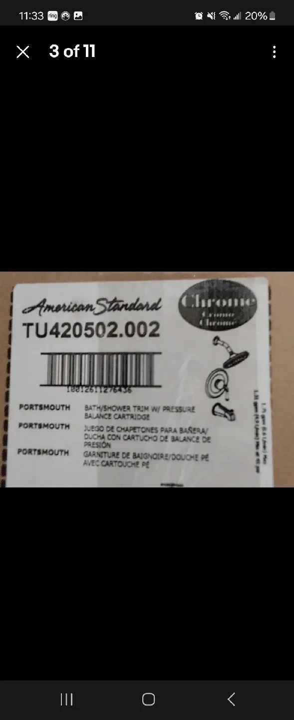 American Standard Portsmouth Shower Trim Kit - Chrome