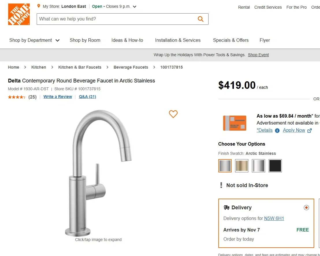 Brand New Delta Beverage Faucet For Sale 🥕 image indicator(5)