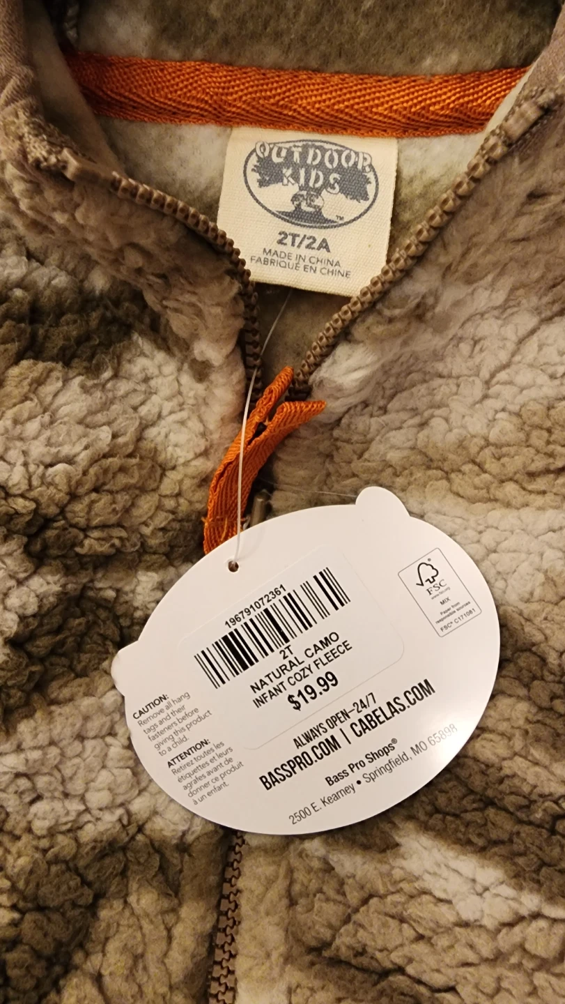 Outdoor Kids 2T/2A Natural Camo Infant Cozy Fleece #Cleanout - photo 3