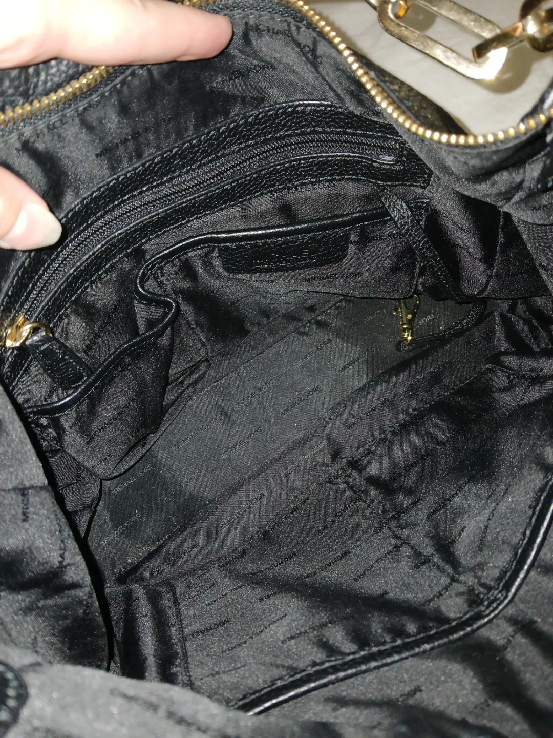 Michael Kors Genuine Black Pebbled Leather Shoulder Bag image indicator(5)