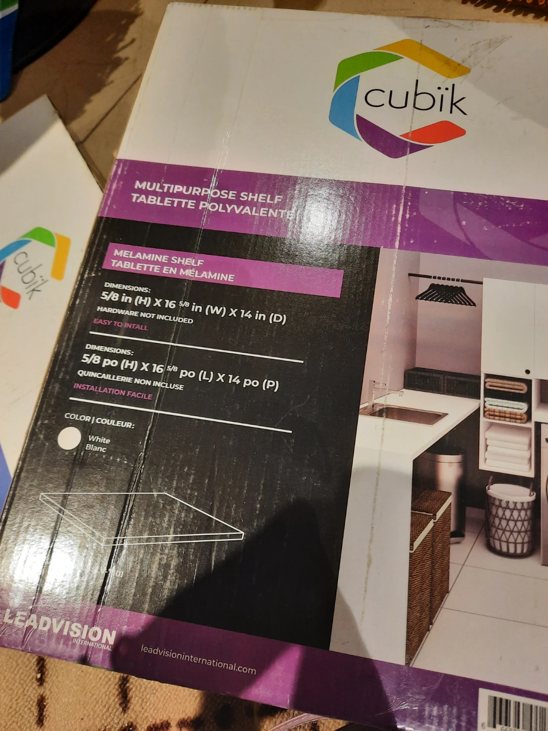 NIB Cubik 16.63 x 14-in White Melamine Shelf LV-7101
