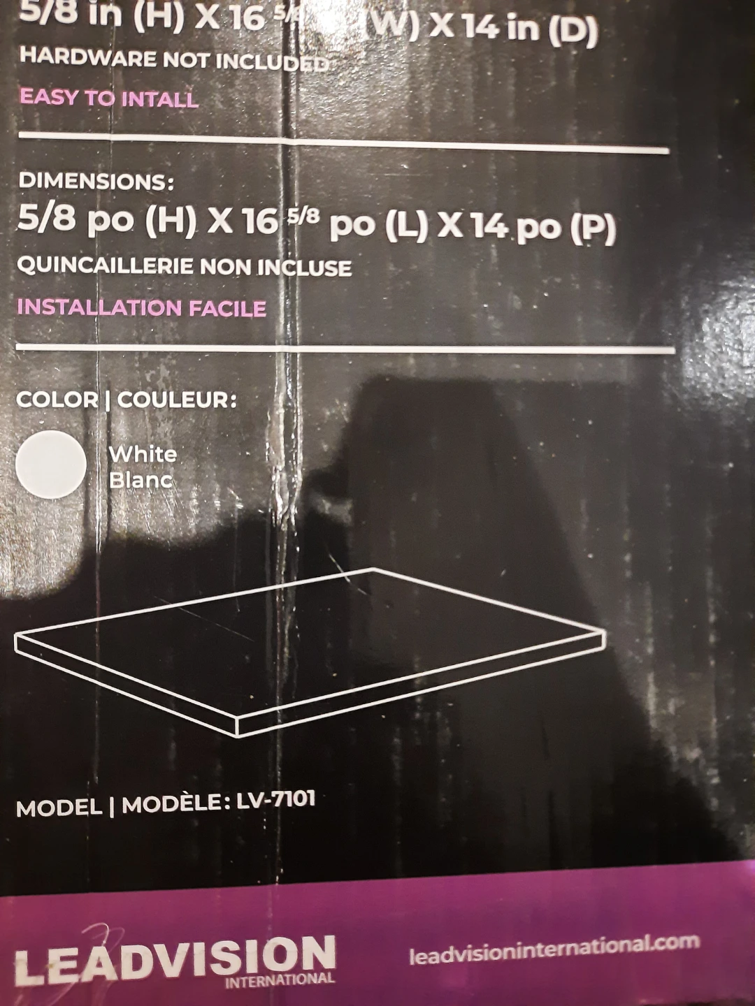 NIB Cubik 16.63 x 14-in White Melamine Shelf LV-7101 - photo 3