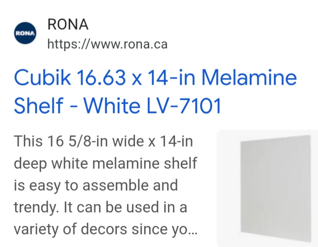 NIB Cubik 16.63 x 14-in White Melamine Shelf LV-7101 - photo 4