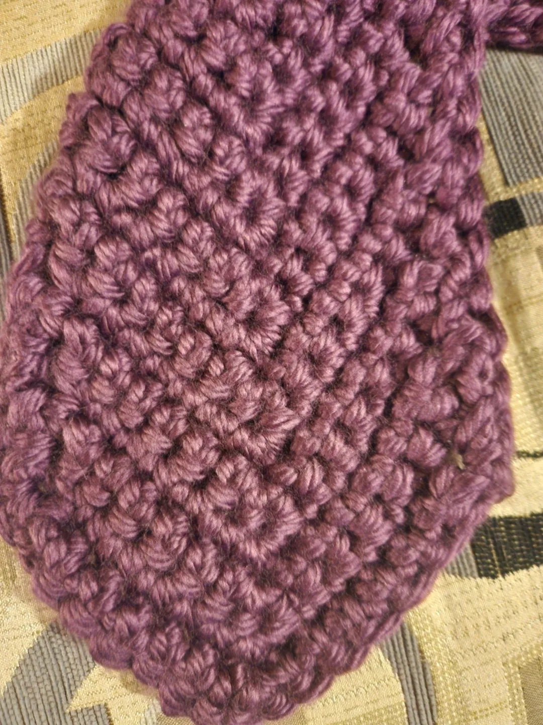 Handmade Crocheted Soft Purple Keyhole Scarf image indicator(2)
