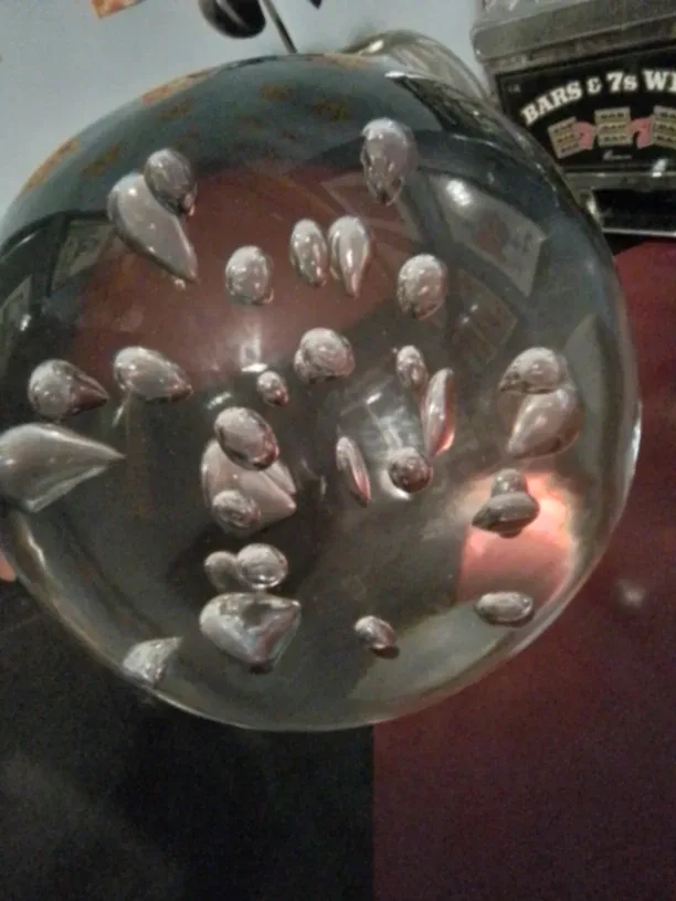 Modernist & Large Clear Controlled Bubbles Art Glass Ball 8" image indicator(9)