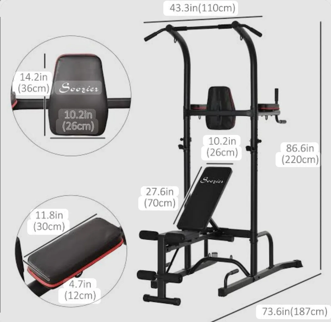 New Workout Station with Bench, Pullups, dips/leg lifts