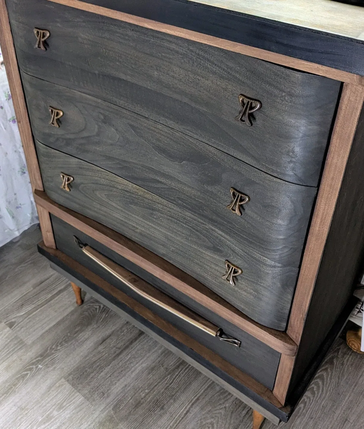 Mid-Century Modern Tallboy Dresser (Refinished!) image indicator(5)