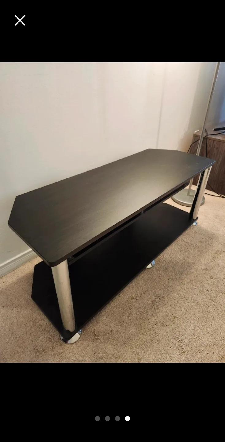 TV Stand with Chrome Legs Dark Brown- Black image indicator(3)