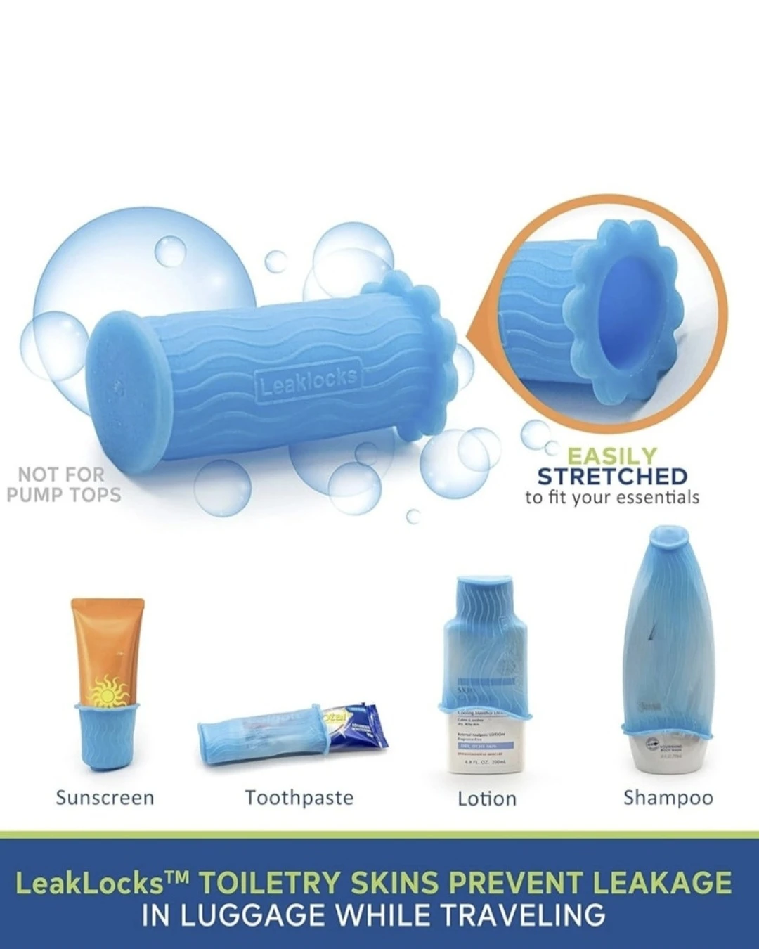 LeakLocks® Toiletry Skins™ Elastic Sleeve for Leak Proofing - photo 3