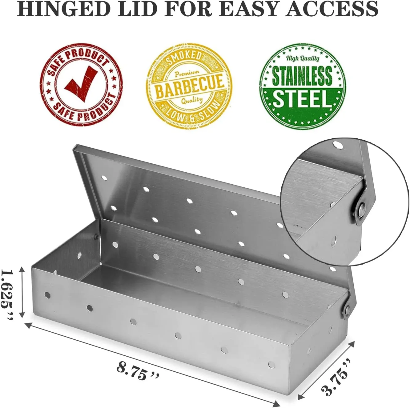 Smoker Box for Gas Grilling Wood Chip Smoker Box image indicator(2)