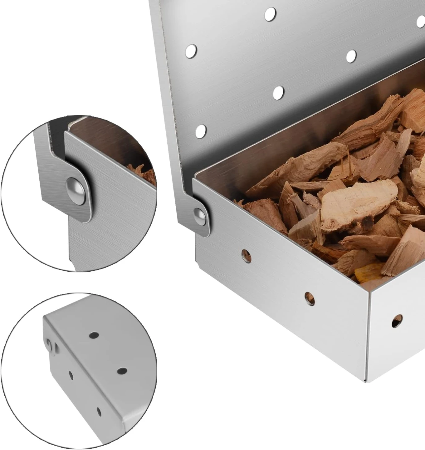 Smoker Box for Gas Grilling Wood Chip Smoker Box - photo 4