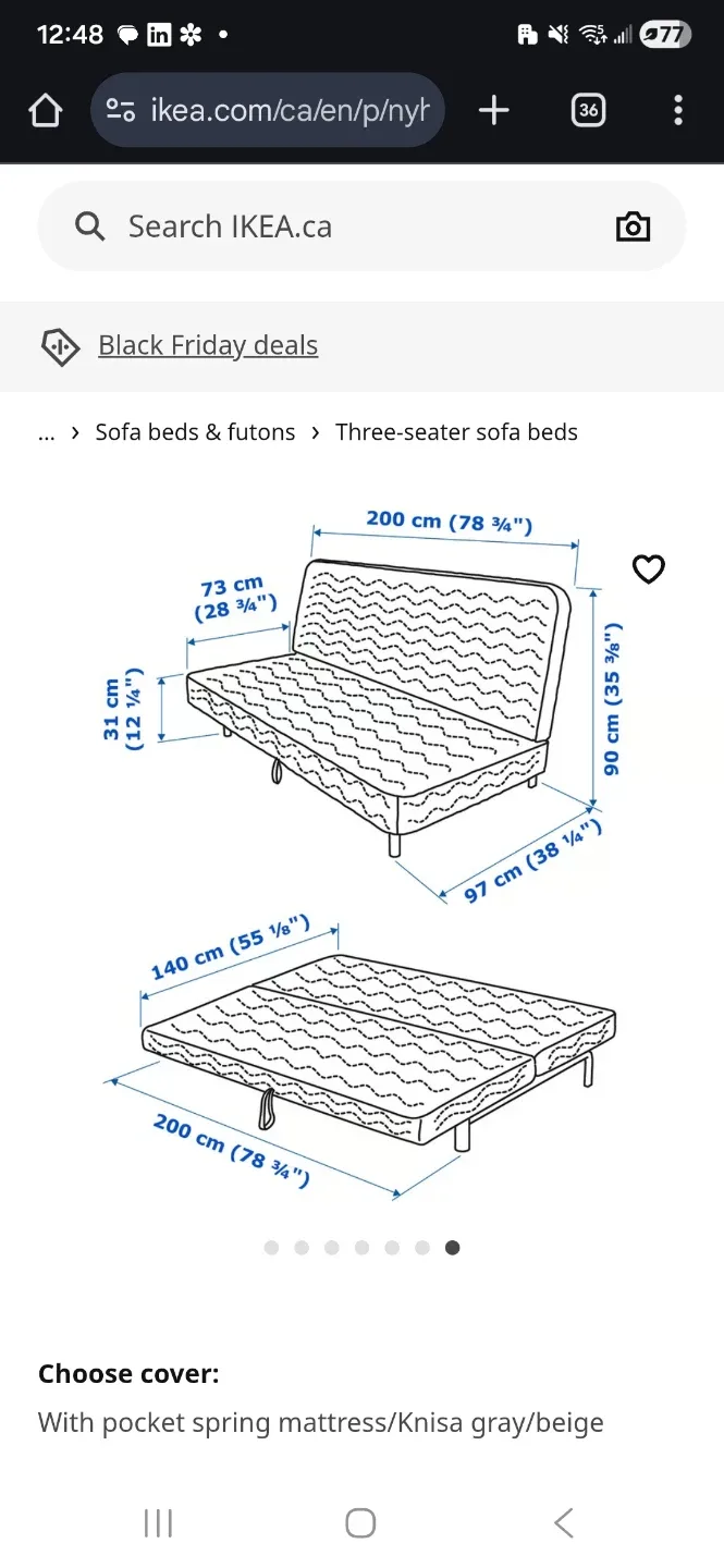 Futon Sofa Queen Bed + extra cover + Cushions(Moving Sale) image indicator(8)