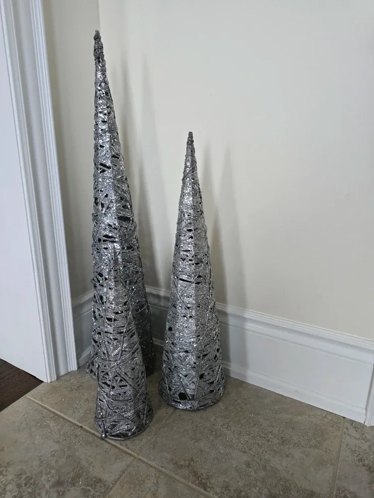 Silver Decorative Christmas Cones - Set of 3 image indicator(2)