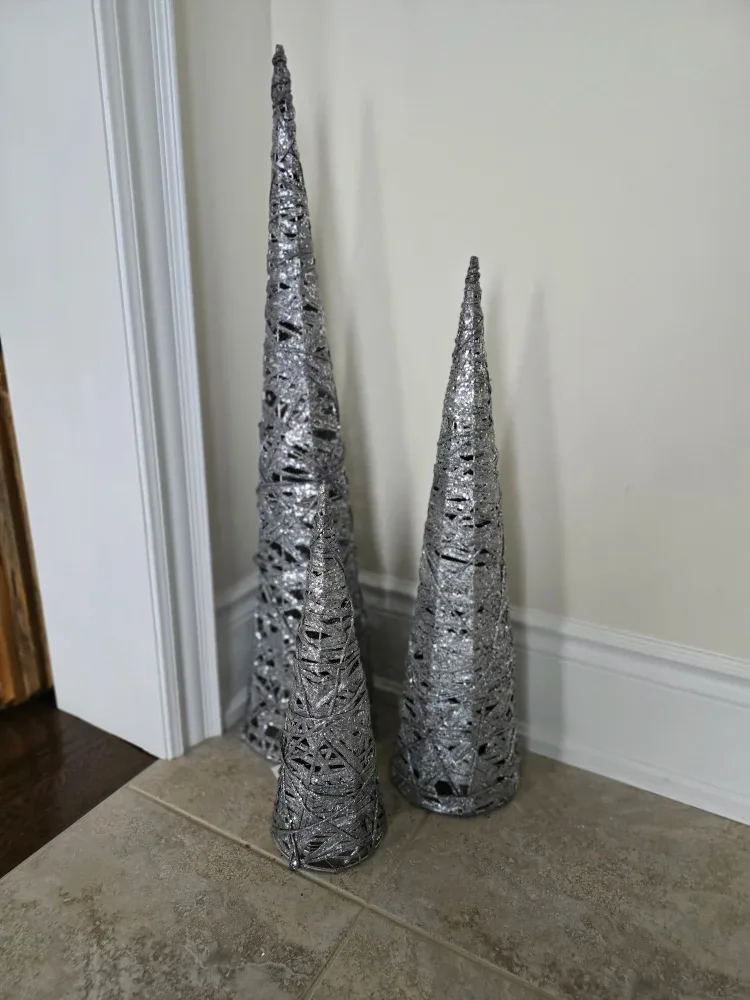 Silver Decorative Christmas Cones - Set of 3 image indicator(3)