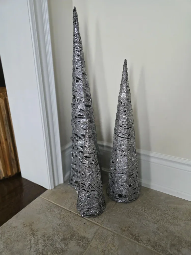 Silver Decorative Christmas Cones - Set of 3 image indicator(4)