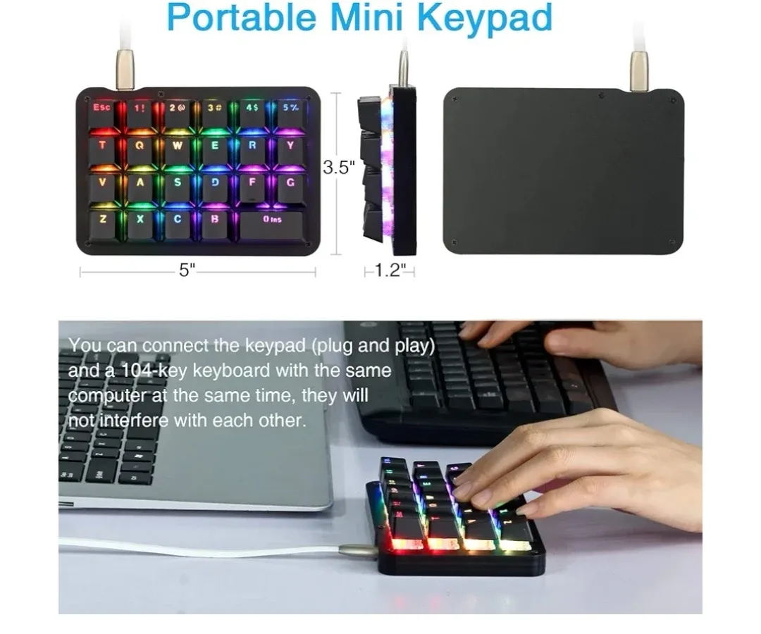 Koolertron One Handed Macro Mechanical Keyboard image indicator(3)